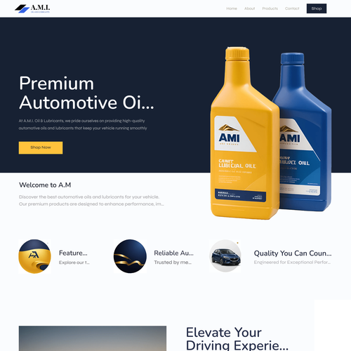 Automotive website with the title 'Website design for oil company '