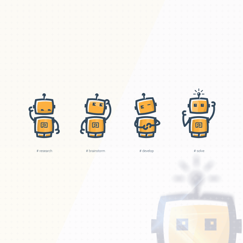 Flat design with the title 'Retro robot redesign'