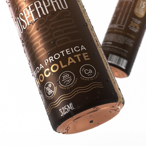 Mockup packaging with the title 'Can design for Protein Drink '