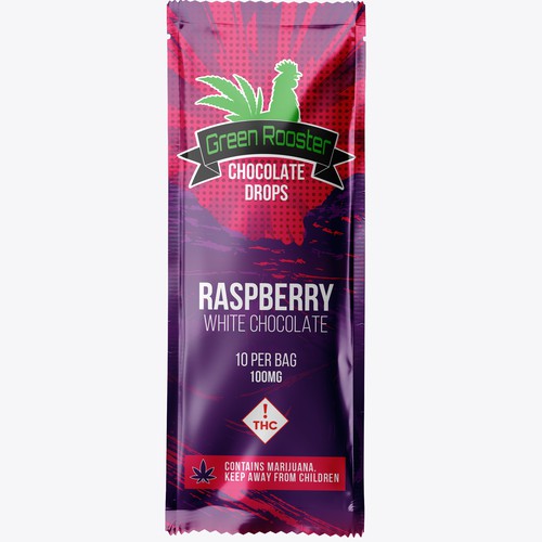 Cocoa packaging with the title 'Green Rooster THC Chocolate Packaging'
