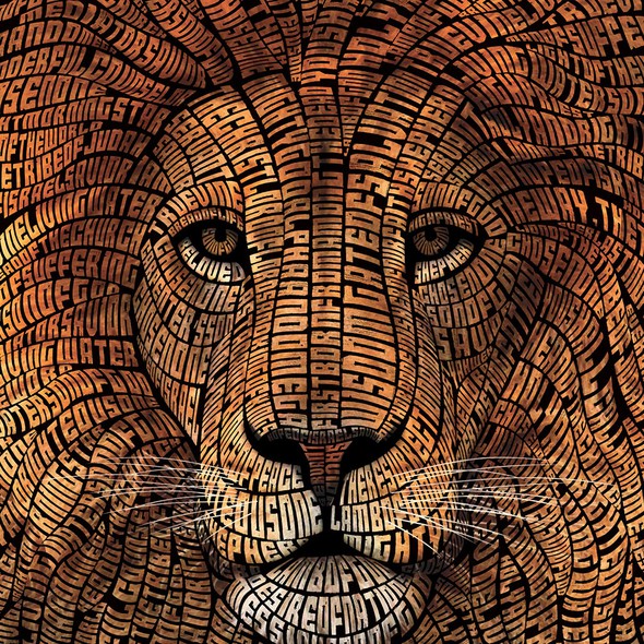 Lion illustration with the title 'Typography Lion Illustration'