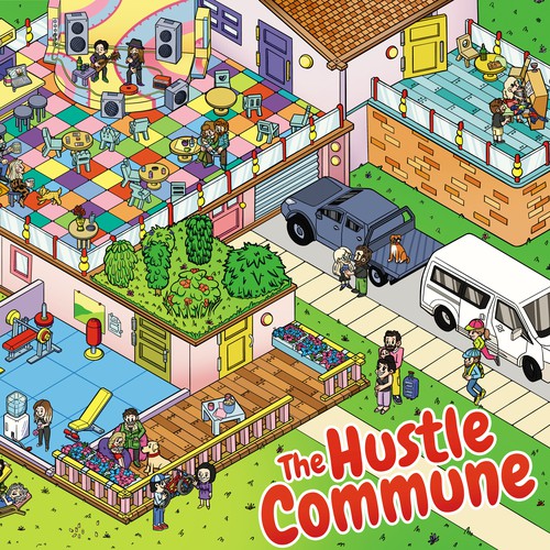 Coloring design with the title 'Bright, fun, cartoon style poster'