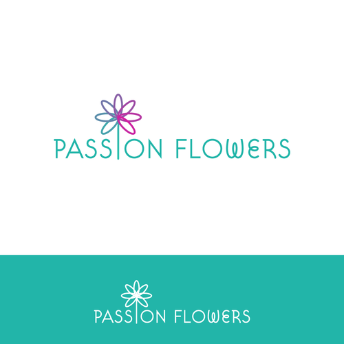 Magenta design with the title 'Logo for a flower wholesaler'