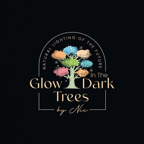 Textured design with the title 'Glow in the Dark Trees'
