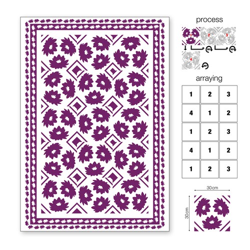 Merchandise artwork with the title 'Towel design with lotus-flower pattern'