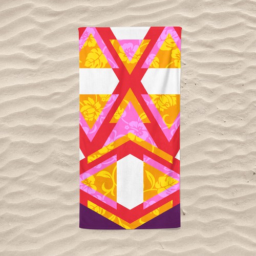 Fabric design artwork with the title 'Beach towel design'