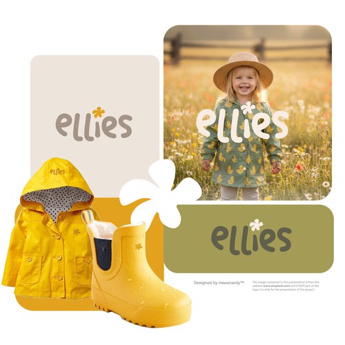 Cheerful design with the title 'Ellies | Where every puddle becomes an adventure'