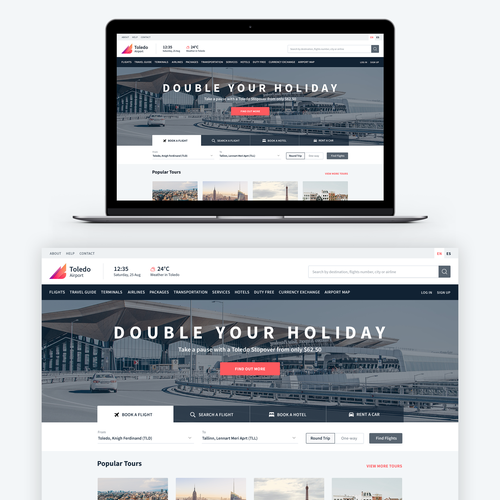 Travel website with the title 'Airport Website Design'
