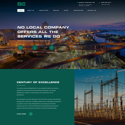 Business website with the title 'Web Design for Electric Company'