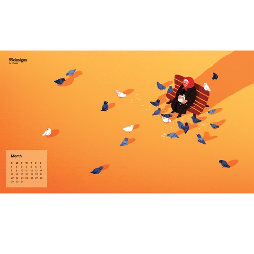 Calendar artwork with the title 'Illustration for a 99Designs calendar'