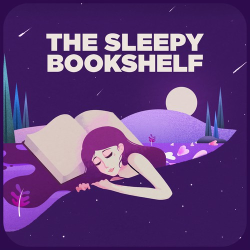 Podcast cover artwork with the title 'Podcast cover picture for the sleepy bookshelf'