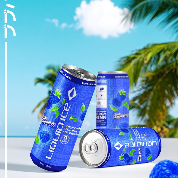 Energy drink label with the title 'Can Design - Liquid Ice Energy Drink'