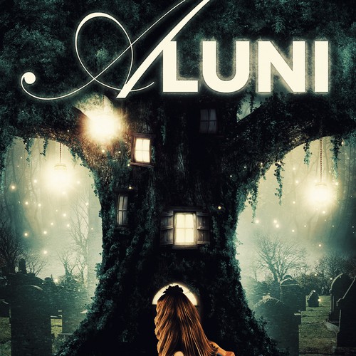 Mystical book cover with the title 'Aluni Illustration Book Cover Design'