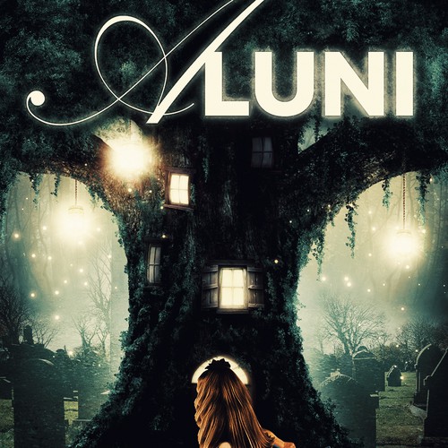 Tree book cover with the title 'Aluni Illustration Book Cover Design'