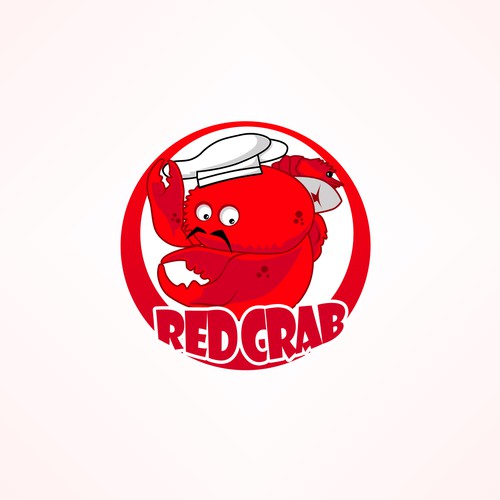 Crab logo with the title 'Logo for "Red Crab" seafood restaurant'