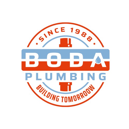 Plumbing logo with the title 'BODA Plumbing – Vintage Industrial Plumbing Logo Design'
