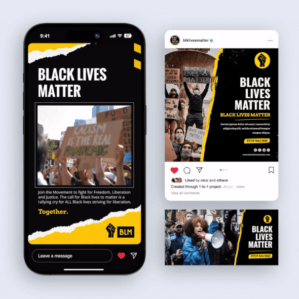 Instagram ad design with the title 'Black Lives Matter - Join The Movement Campaign'