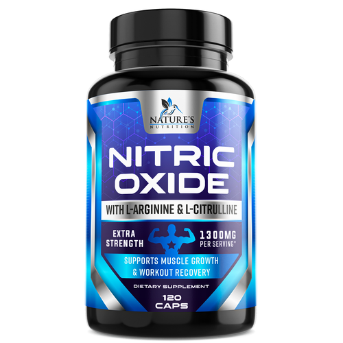 Nutrition label with the title 'Nitric Oxide label design'