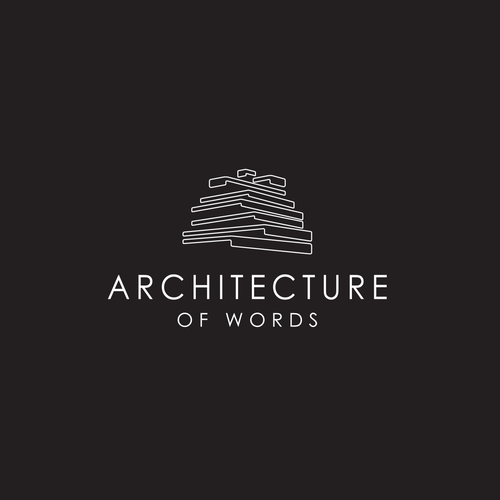 Writing logo with the title 'logo for architecture of words (based on conversation symbol)'