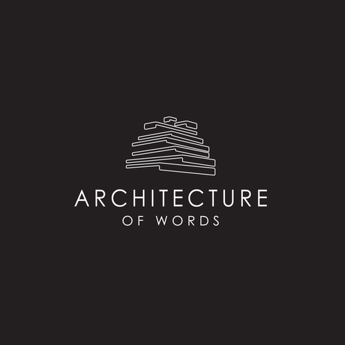Word design with the title 'logo for architecture of words (based on conversation symbol)'