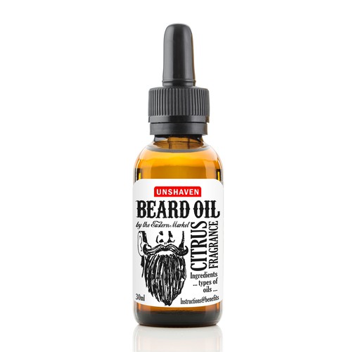 Men's fashion design with the title 'Beard oil'