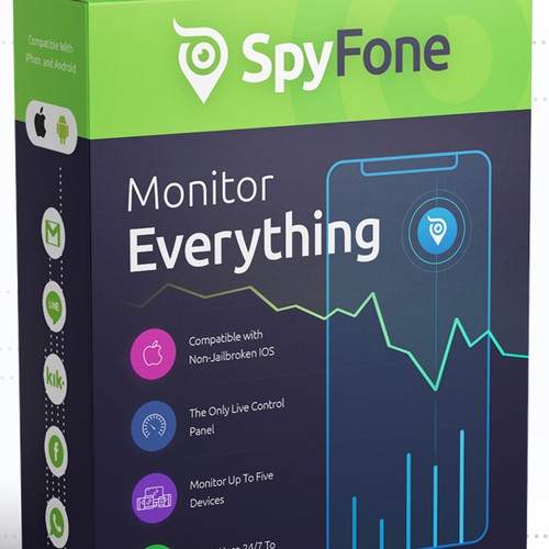 Technology packaging with the title 'Software Box design for SpyFone.com'