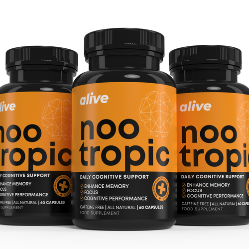 Design with the title 'LABEL AND 3D RENDER'