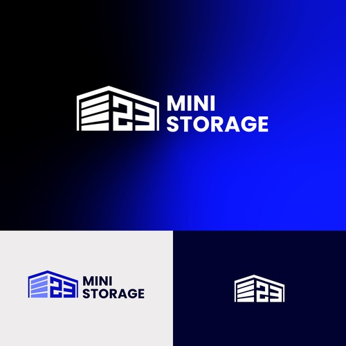 Warehouse design with the title 'Modern Geometric Logo for Mini Storage'