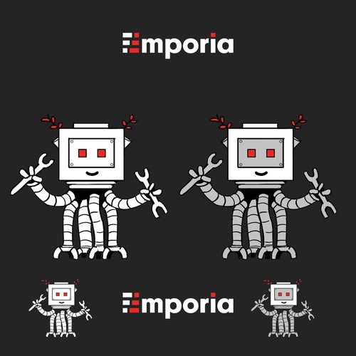Robot illustration with the title 'Robot design for Emporia'