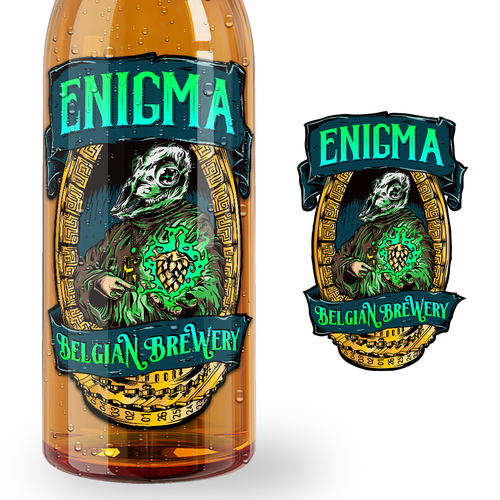 Brewery logo with the title 'ENIGMA BELGIAN BREWERY'