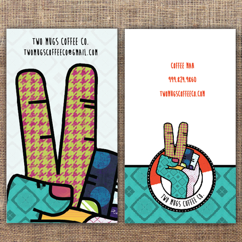 Patch design with the title 'Two Mugs Coffee Co.'