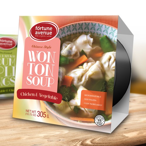 Delicate design with the title 'Cardboard sleeve for wonton soup'