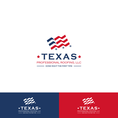 Patriotic logo with the title 'Texas Roofing'