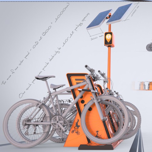 3-dimensional design with the title 'Concept and external view of smart bicycle parking rack'