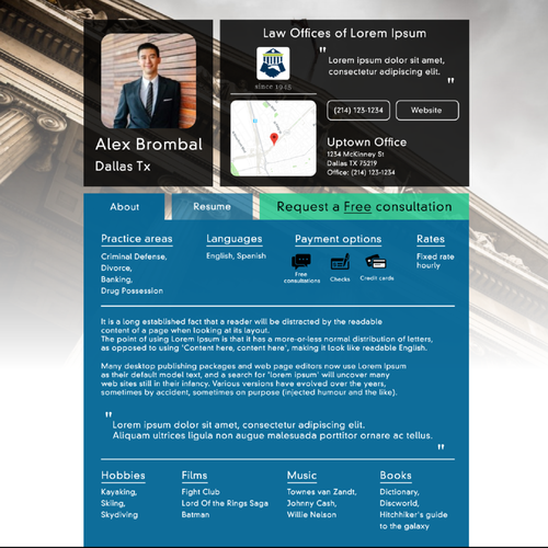 Attorney website with the title 'Page design - attorney'