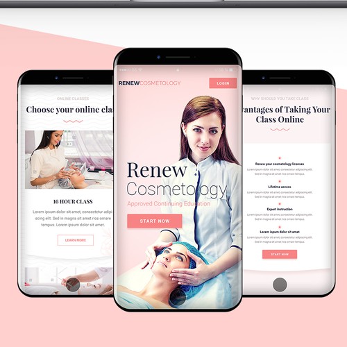 Cosmetics website with the title 'Design for Renew cosmetology'