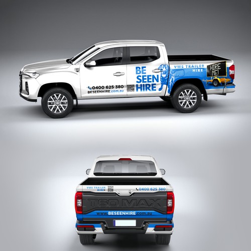 Van design with the title 'Clean Wrap Design for BeSeenHire'