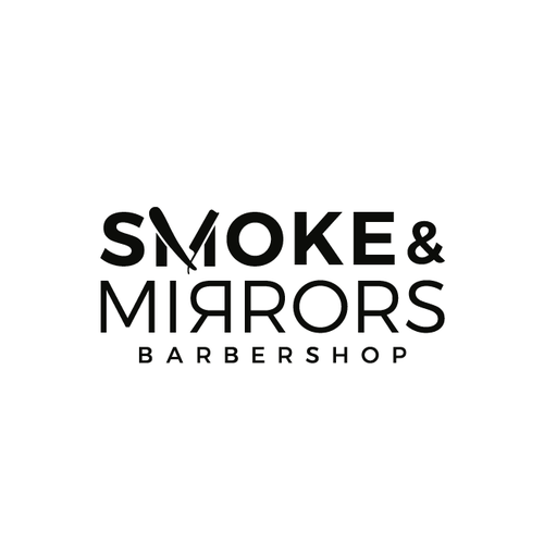 Barber design with the title 'Smoke & Mirrors'