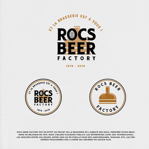 Modern vintage design with the title 'Rocs Beer Factory'
