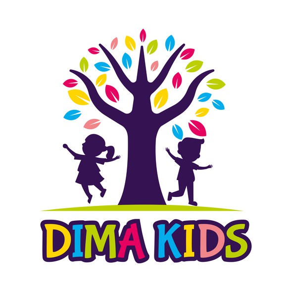 Center logo with the title 'simple minimalist logo for DIMA KIDS'