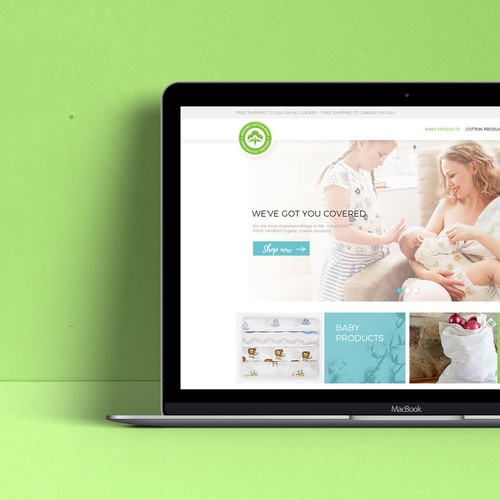 Baby website with the title 'Fair trade ethical company'