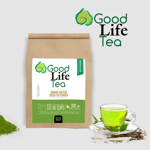 Typographic design with the title 'Good Life Tea'