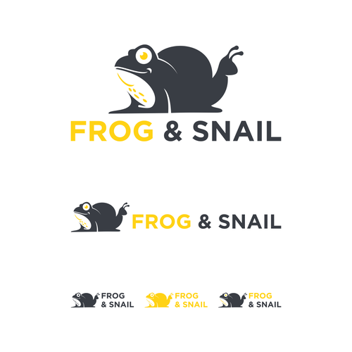 Snail logo with the title 'frog & snail'