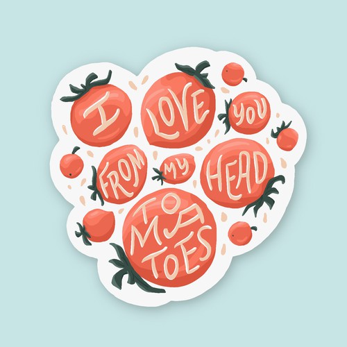 Tomato design with the title 'Tomato sticker with a pun'