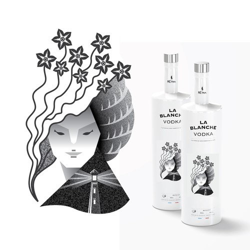 Fish artwork with the title 'Illustration for a vodka label'