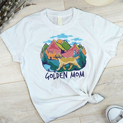 Dog t-shirt with the title 'Outdoorsy golden retriever design'