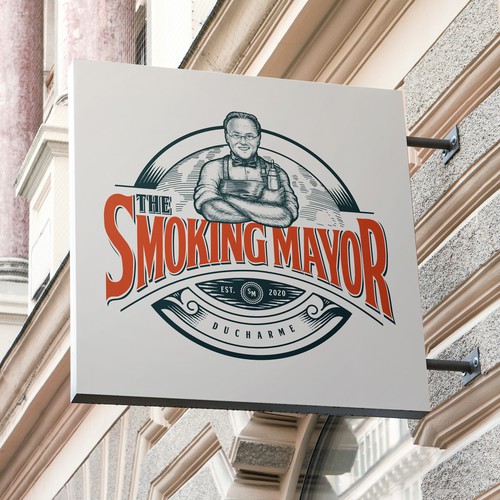 Coaster design with the title 'The Smoking Mayor logo design'