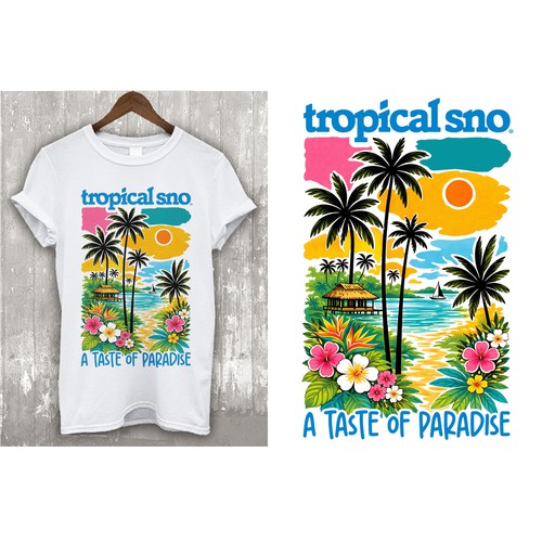 Design with the title 'TROPICAL SNO - A TASTE OF PARADISE'