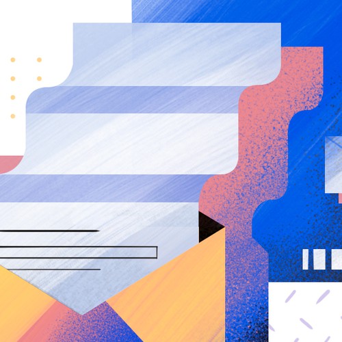 Animated illustration with the title 'Email-strategy'