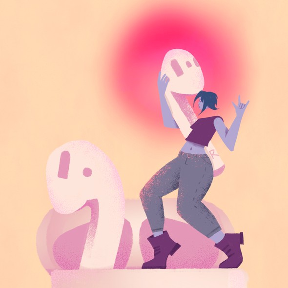 Character artwork with the title 'Airpods illustration'